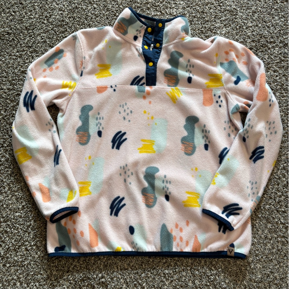 Half button light pink colorful fleece